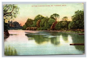 Vintage 1910s Postcard Up the Clinton River, Mt. Clemens, Michigan