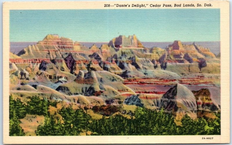 Postcard - Dante's Delight, Cedar Pass, Bad Lands - South Dakota