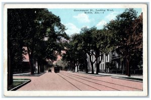 c1920's Trolley Car Government Street Looking West Mobile Alabama AL Postcard