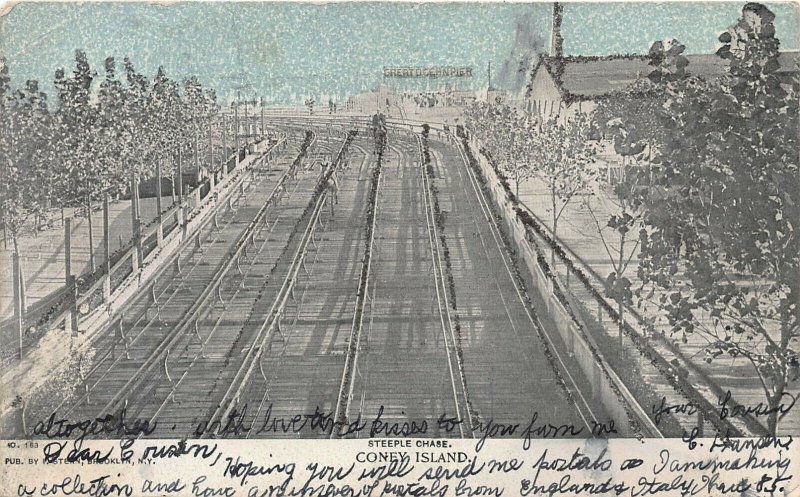 Steeple Chase, Coney Island, Brooklyn, New York, Early Postcard, Used in 1906