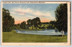 HAGERSTOWN MARYLAND*MD*CRYSTAL LAKE*REST HAVEN MEMORIAL PARK*LINEN POSTCARD