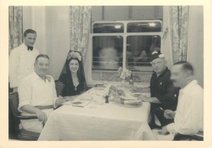 Photo postcard railway train restaurant wagon social history food related