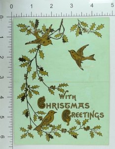 1880's Victorian Christmas Folder Card Poem Child Crying Fallen Bouquet &W