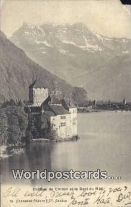 Chateau de Chillon et Dents du Midi Swizerland 1908 