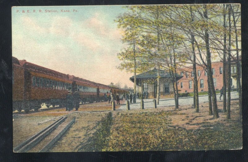 KANE PENNSYLVANIA PA. & ERIE RAILROAD DEPOT TRAIN STATION VINTAGE POSTCARD