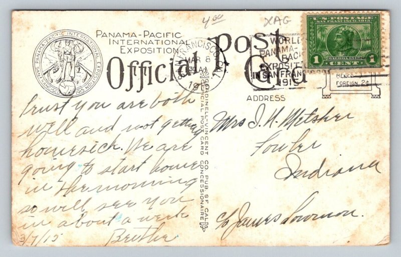 1915  Panama-Pacific Expo  San Francisco  California  Postcard