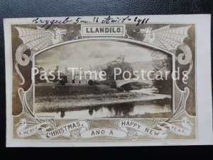 c1911 RPPC, Llandilo,(Llandeilo) Edwinsford - A merry Christmas & Happy New Year