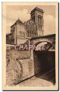 Vezelay Old Postcard Rue des Ursulines and the Basilica