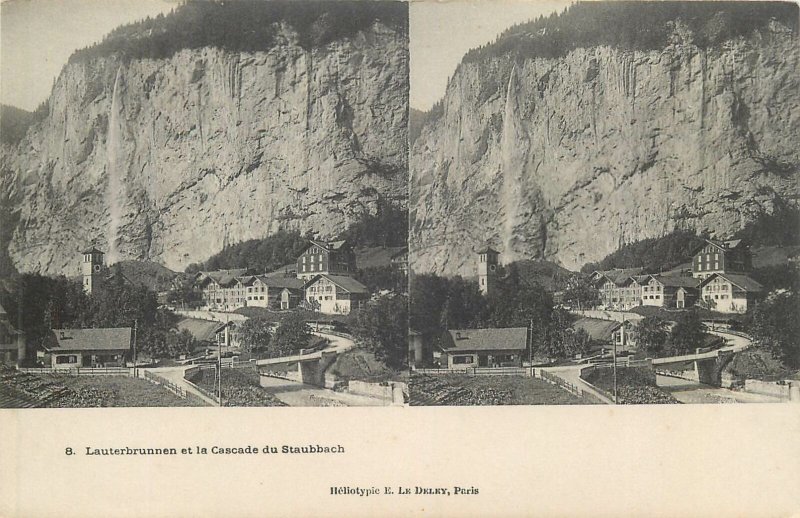 Postcard Stereographic image Switzerland Suisse Lauterbrunnen