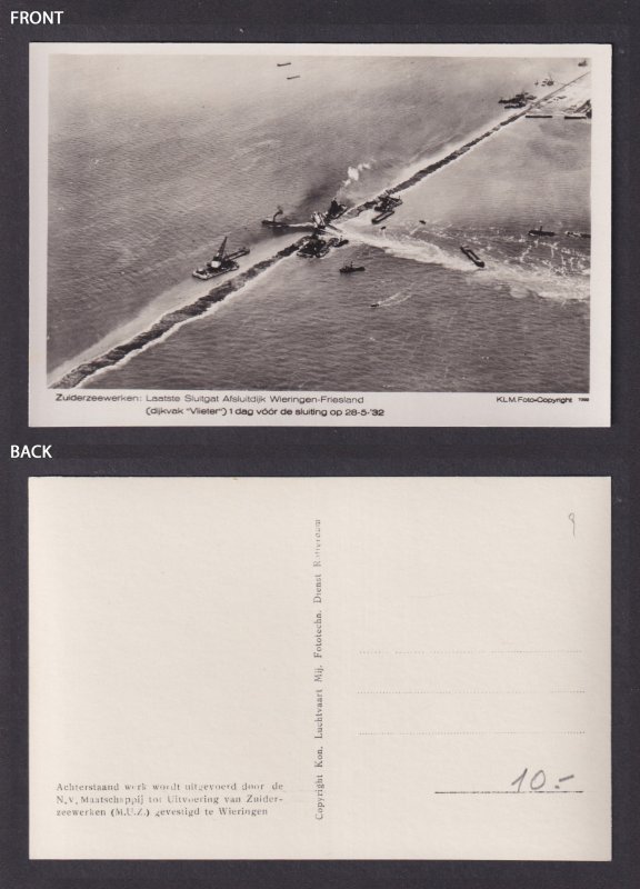 Vintage Postcard Netherlands Zuiderzee Works Afsluitdijk