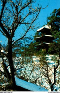 Japan Tokyo Japanese Garden Restaurant Pagoda and Plum Blossoms