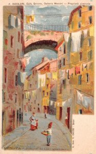 GENOVA ITALY PONTE DI CARIGNANO ARTIST SIGNED BENTIVAGLIO POSTCARD (c. 1900)