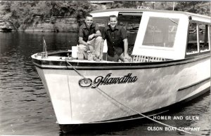 RPPC WI Wisconsin Dells OLSON BOAT CO Hiawatha~Homer & Glen ADVERTISING Postcard
