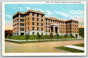 Billings Montana~Front of St Vincent's Hospital @ Intersection~Vintage Postcard