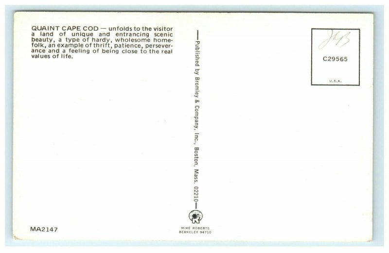 Cape Cod MA Map Postcard Mass Massachusettes