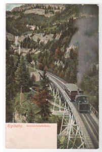 Incline Railroad Train Rigibahn Schnurrtobelbrucke Switzerland postcard