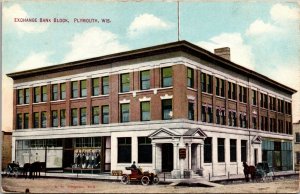 Postcard Exchange Bank Block in Plymouth, Wisconsin~131188