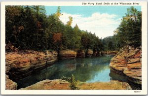 The Navy Yard Dells Of The Wisconsin River WI Rock Formations Trees Postcard