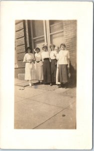 x5 RPPC SET c1910s Women Outdoor Happy Friend Group Same Smile Dress PC LOT A333