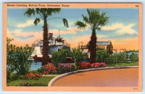 GALVESTON,TX Texas ~ BOLIVAR FERRY Scenic Landing c1950s Linen Postcard