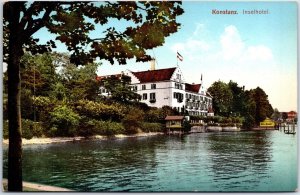 VINTAGE POSTCARD HOTEL INSEL ON THE LAKE AT KONSTANZ GERMANY c. 1910