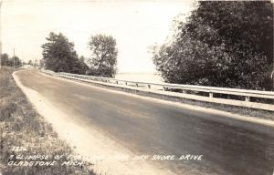 Gladstone Michigan~Lake View Through Trees from Bay Shore Drive~1947 RPPC