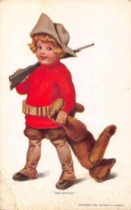 Child with Teddy Bear and Gun Artist Signed Gutmann Postcard AA31330