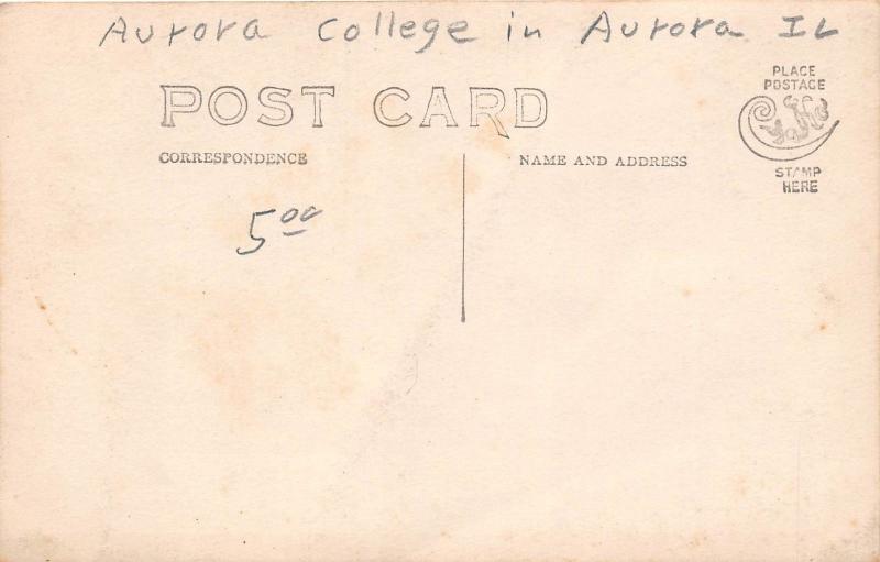 Illinois Il Real Photo RPPC Postcard c1910 AURORA COLLEGE Eckhart Hall Liberal