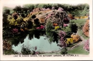 RPPC Lake Sunken Garden Butchart Victoria BC Canada Real Photo Postcard