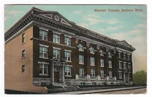 Masonic Temple Jackson Michigan 1914 postcard