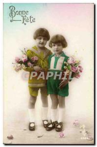 Old Postcard Bonne Fete Children