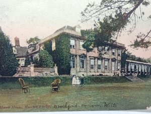Children On Lawn At The Manor House Monkton Farleigh Wilts Vtg Postcard 1906