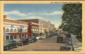 Hyannis Cape Cod MA Main St. Cars NICE LINEN Postcard