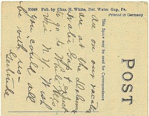 1915 Delaware Water Gap PA Lake Lenape Hand Colored RARE Old Antique DB Postcard