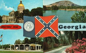 Vintage Postcard 1970 The Four Famous Places Greetings From Georgia GA