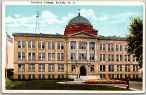 Canisius College Buffalo New York NY FLag Landscape Building Ground Postcard