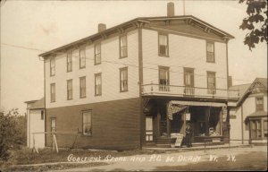 West Derby Vermont VT Cobleigh's Store c1910 Real Photo Postcard