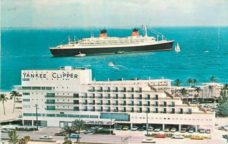 Sheraton Yankee Clipper hotel fort Lauderdale S. S. France ship 1974 postcard