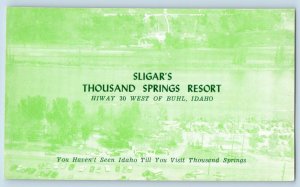 Buhl Idaho Postcard Sligar's Thousand Springs Resort Fishing Pox Warning c1960