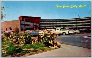 San Jose California 1950-60s Postcard City Hall Cars Trucks