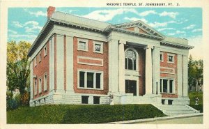 Fraternal Masonic Temple St Johnsbury Vermont 1920s Postcard Teich Hughes 7100