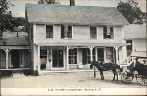 Warner NH LH Wheeler Drugstore Pharmacy c1910 Postcard