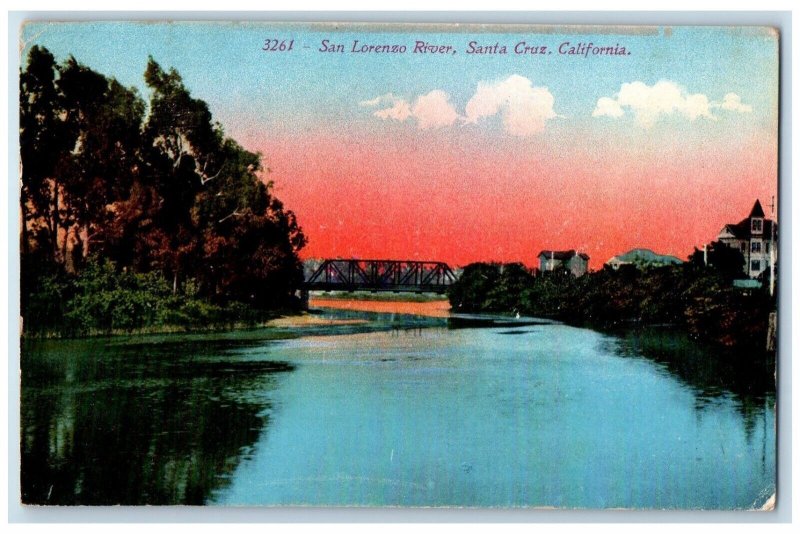 1913 San Lorenzo River Santa Cruz San Francisco California CA Vintage Postcard