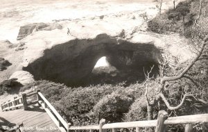 Postcard Real Photo 1959 Devils Punch Bowl Oregon Coast The Look Out RPPC