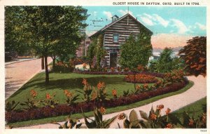 Vintage Postcard 1927 Oldest House Built-In 1796 Landmark Home Dayton Ohio OH