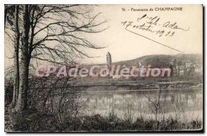 Old Postcard Panorama of Champagne