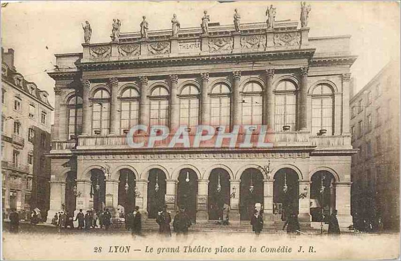 Old Postcard Lyon Grand Theater Place de la Comedie