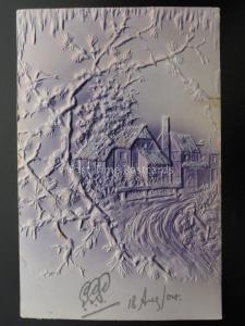 Christmas EMBOSSED WINTRY SCENE c1904 Postcard (PM) DERBY DUPLEX 242