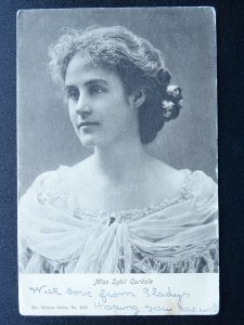 Actress Stage Performer MISS SYBIL CARLISLE c1902 UB Postcard by Wrench Series