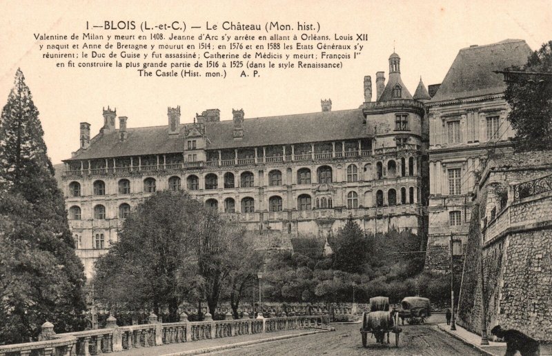 Vintage Postcard 1910's Blois Le Chateau Valentine De Milan y Meurt Italy